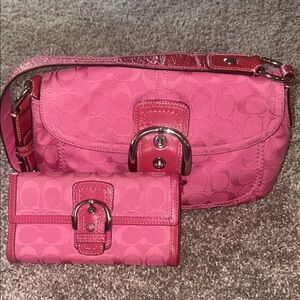 Pink Coach Soho with matching wallet